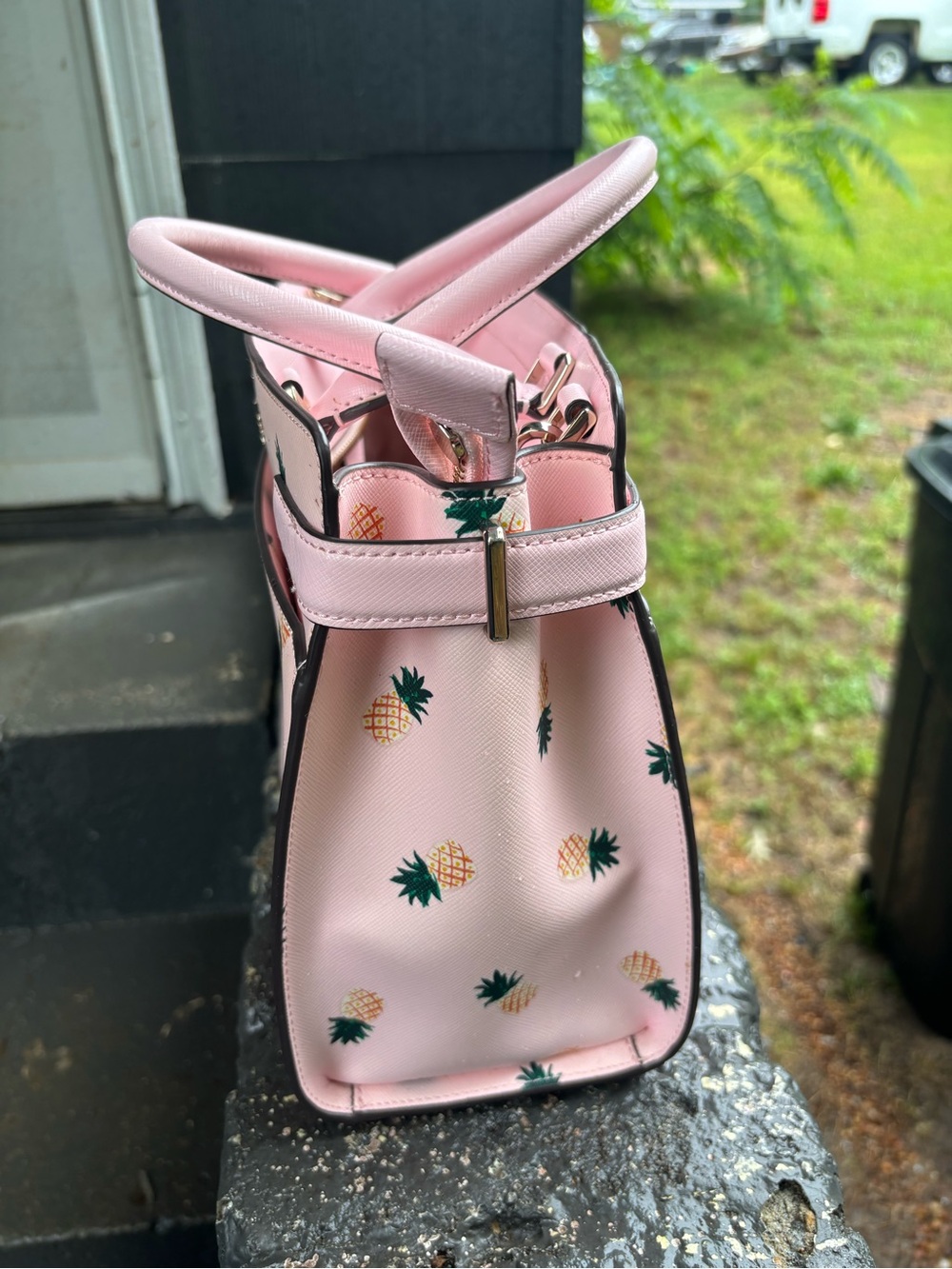 kate spade Pink Pineapple Print Satchel Bag - Picture 4 of 4